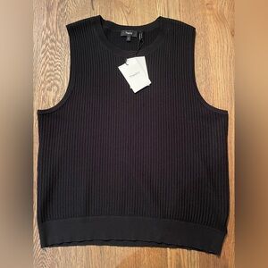 Theory NOVELTY SHELL Black Polished Knit XL